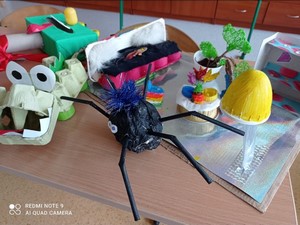Prace plastyczne uczniów wykonane w ramach konkursu "Eko Zabawka"