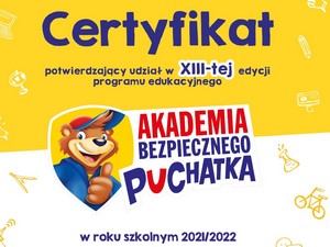 Certyfikat "Akademia Bezpiecznego Puchatka"